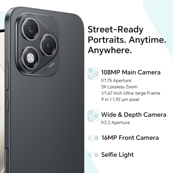 HONOR 400 Lite 5G – 8GB RAM 256GB ROM, 108MP Motion Sensing Camera, 120Hz 6.7 Inch AMOLED Display, Velvet Black – Middle East Version (UAE Type Approved)