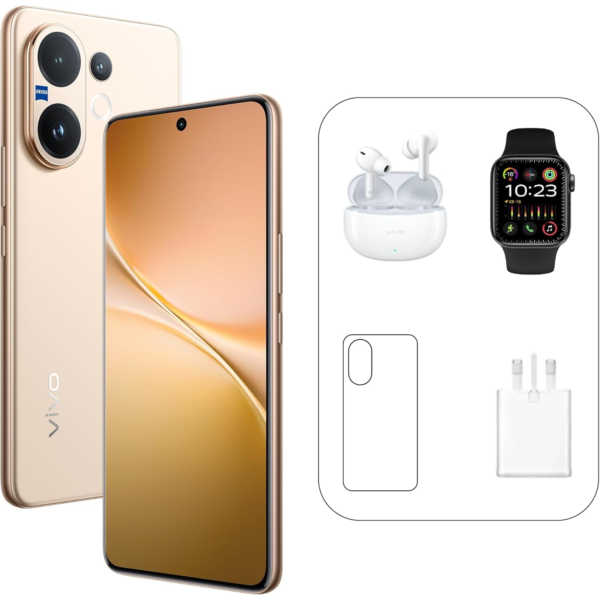 Vivo V60 5G - Desert Gold 12 + 256GB | 50MP ZEISS Camera | 3D curved 120Hz AMOLED Display | 6500mAh | IP69, 4Y Battery | 455 Days Screen Replace,24 Months Warranty - UAE Version