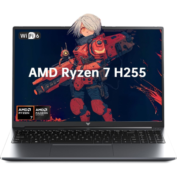 KAIGERR 16" Gaming Laptop, AMD Ryzen 7 H255 (8C/16T, Beat R9 6900HX,up to 4.9GHz) 24GB DDR5 RAM 512GB SSD Computer with Radeon 780M,Type-C, WiFi-6, 50.82Wh Battery,Backlit Keyboard for Business