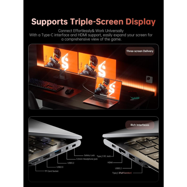KAIGERR 16" Gaming Laptop, AMD Ryzen 7 H255 (8C/16T, Beat R9 6900HX,up to 4.9GHz) 24GB DDR5 RAM 512GB SSD Computer with Radeon 780M,Type-C, WiFi-6, 50.82Wh Battery,Backlit Keyboard for Business